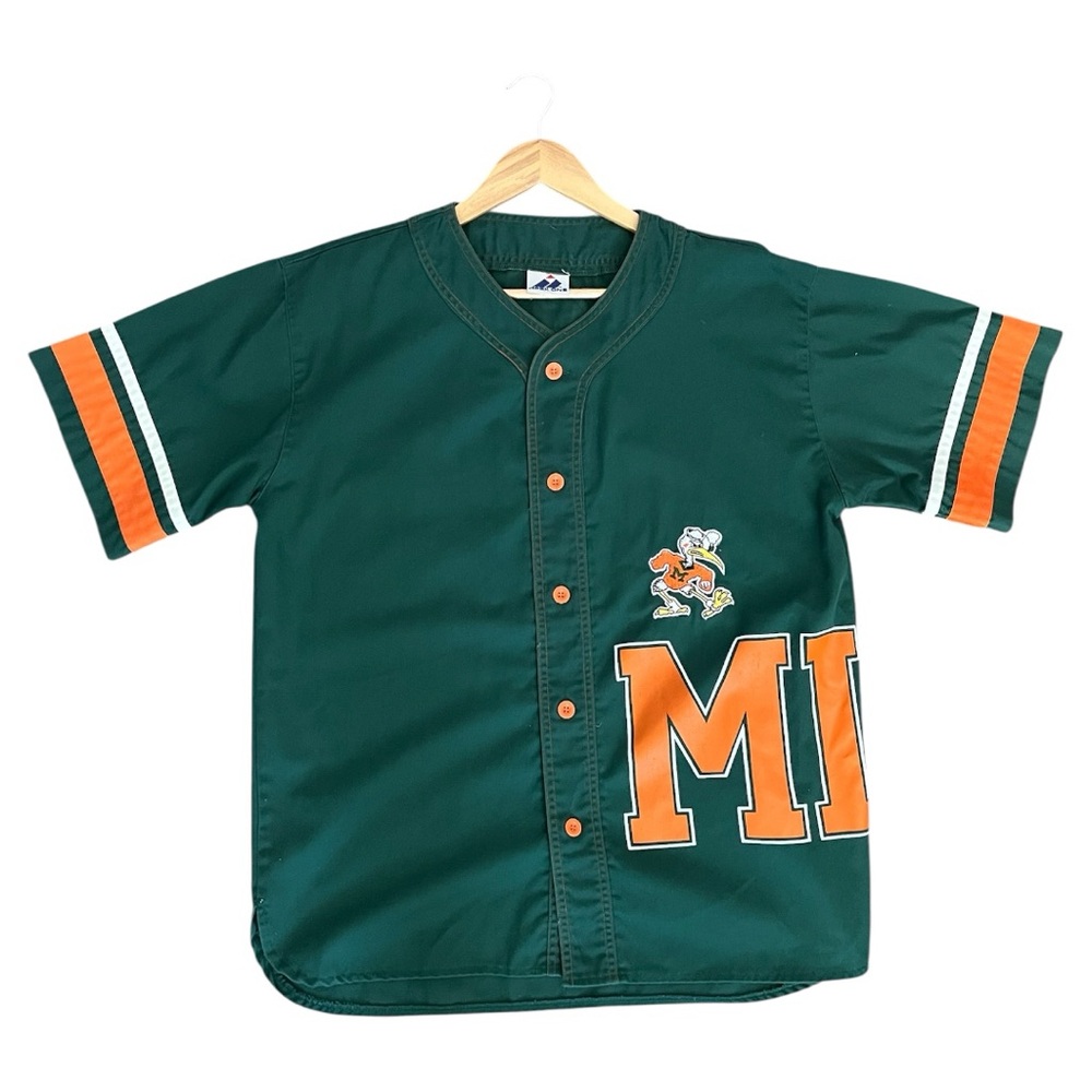 Miami Hurricanes Retro Varsity Men’s Baseball Shirt Cane Wear Sebastian Medium